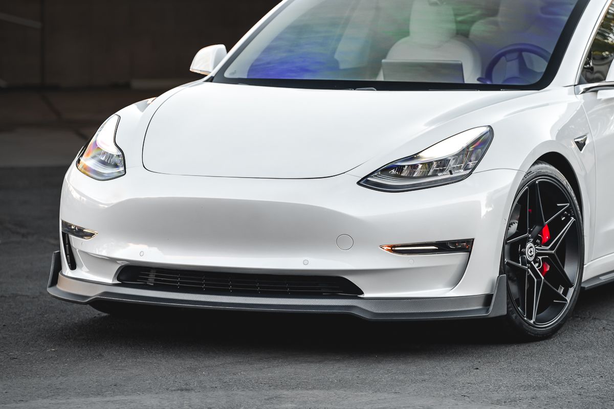 VR Aero Matte Carbon Fiber Front Lip Spoiler Tesla Model 3 2018+